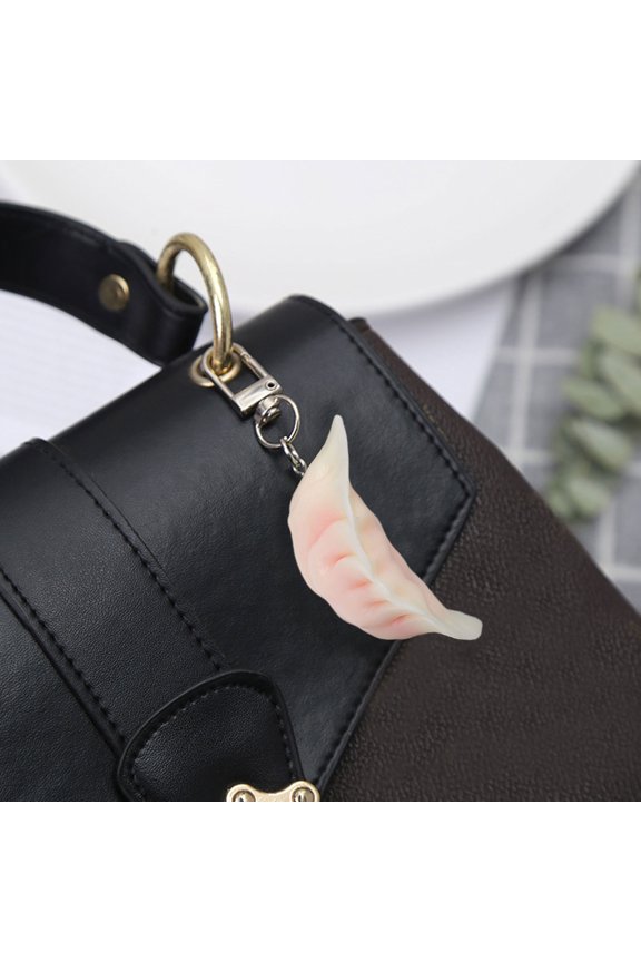 Dumpling Model Keychain for Photography Props Cute Realistic Dumplings Pendant Food Accessory Novel Idea for Key Openers, 6.32x3.2 cm, Pink
