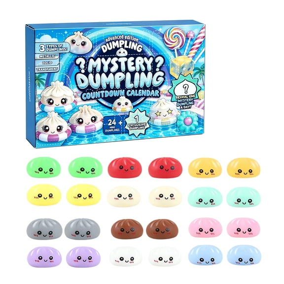 Dumpling Mystery Advent Countdown Calendar, 24-Day Dumpling Squishies Countdown Calendar, Mystery Dumpling Decompression Countdown Calendar
