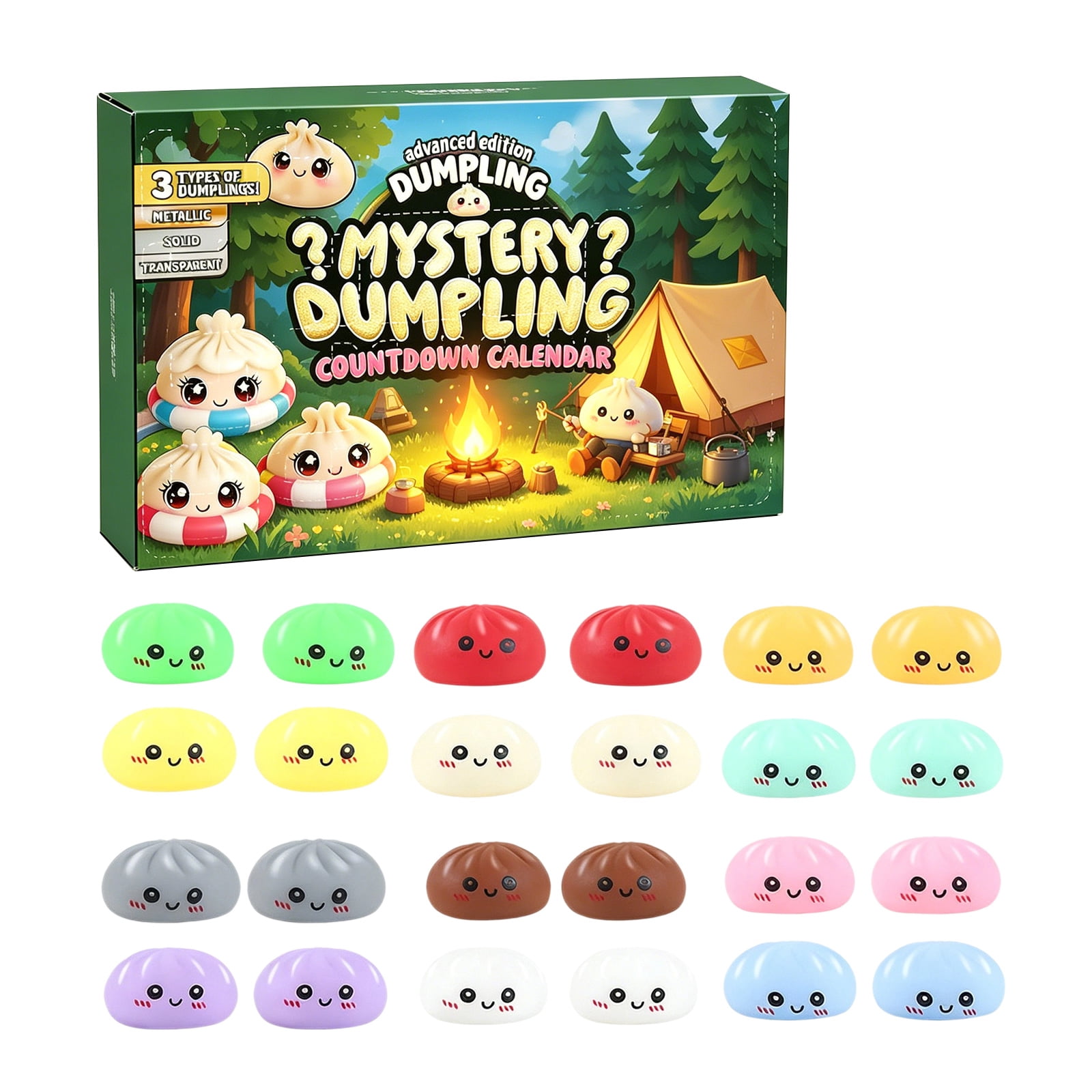 Dumpling Mystery Advent Countdown Calendar, 24-Day Dumpling Squishies Countdown Calendar, Mystery Dumpling Decompression Countdown Calendar