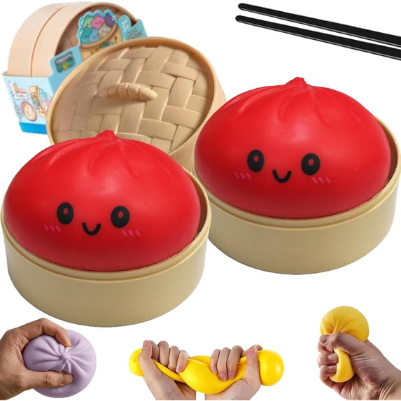 Set De 12 Bolas Anti-Estrés Con Forma De Dumpling – Textura Suave Con Efecto Luminoso Y Degradado De Colores