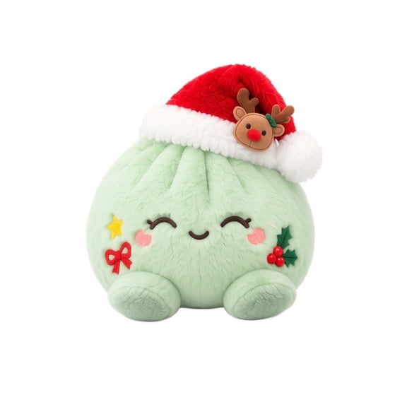Dumpling Plush with Bamboo Steamer Carry Basket, Soft Stuffed Character with Fluffy Texture, Embroidered Smiling Face and Rounded Feet, Mystery Plush Dumplings for Relaxation, Desk Display and Gifts