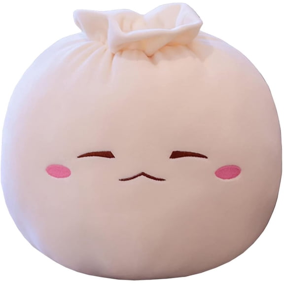 Dumpling Plush Pillow with Cute Features, Stuffed Bun Plush, Funny Food Toy Gifts for Kids Adults(6.3 * 12.2in,Frown)
