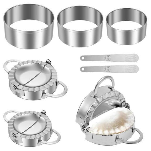 Dumpling Press Molds Set Stainless Steel Dumpling Maker Set, 2-in-1 Dough Cutter/Dumpling Mold for Empanada, Dumpling, Ravioli, Pierogi & Hand Pie