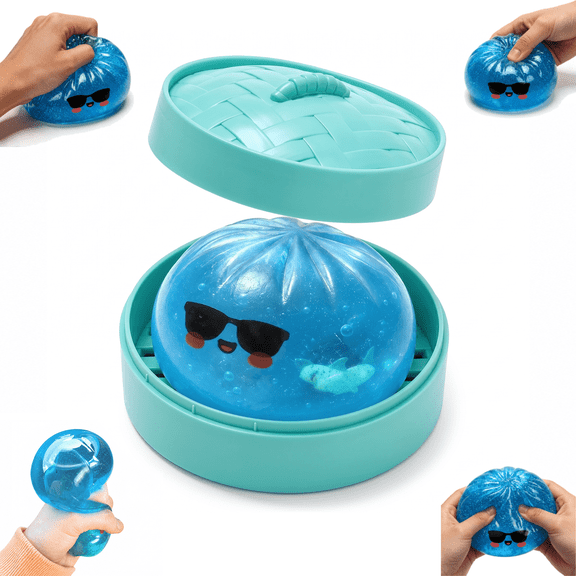 Shark Dumpling Squishy, Rare Shark Dumpling with Shark Figure Inside, Soft Squeeze Decompression Dough for Adults