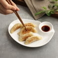 thumbnail image 1 of Dumpling Serving Plate with Built-in Sauce Compartment Divided Snack Dish for Kitchen Dining Table Appetizer Sushi Dessert Home Daily Use Party Supplies, 1 of 7