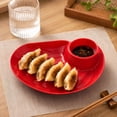 thumbnail image 1 of Dumpling Serving Plate with Built-in Sauce Compartment Divided Snack Dish for Kitchen Dining Table Appetizer Sushi Dessert Home Daily Use Party Supplies, 1 of 7