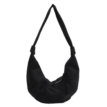 Dumpling Shaped Crossbody Bag for Women and Girls, Y2K Retro Hobo Bag with Stitching Detail, Medium Size PU Leather Zipper Closure for Daily Commuting and Matching in Black, Khaki, Brown, Burgundy, C