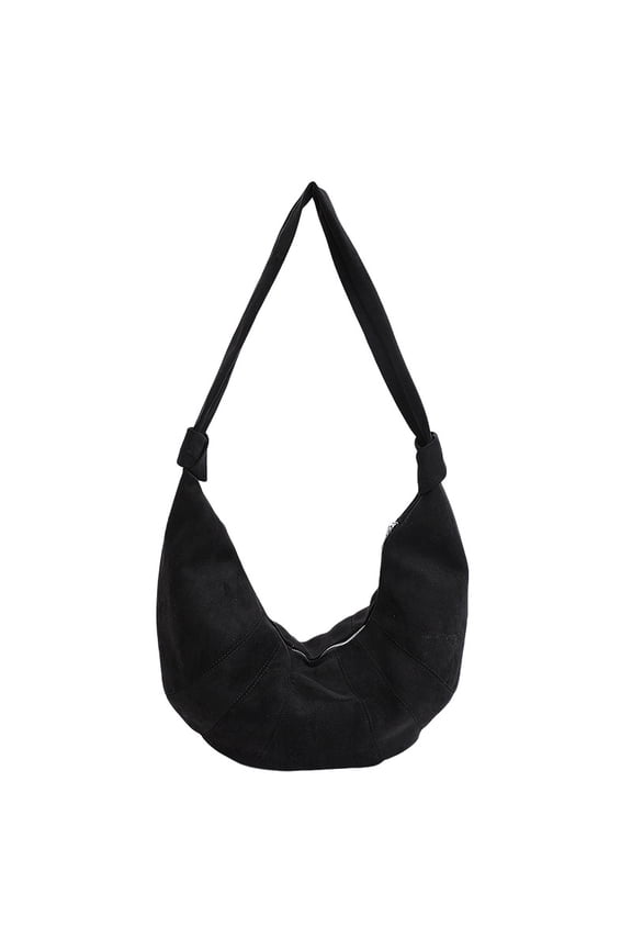 Dumpling Shaped Crossbody Bag for Women and Girls, Y2K Retro Hobo Bag with Stitching Detail, Medium Size PU Leather Zipper Closure for Daily Commuting and Matching in Black, Khaki, Brown, Burgundy, C