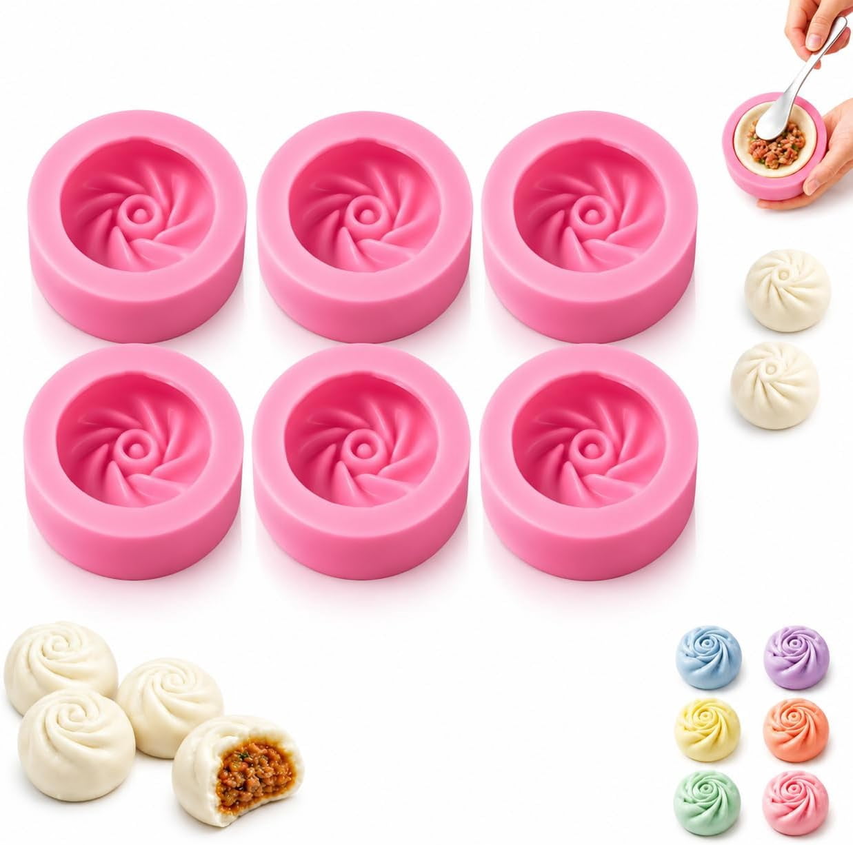 Dumpling Silicone Mold,Manual Baozi Molding Press,Baozi Cake PopMaker ...
