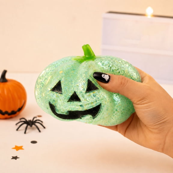 Dumpling Squishies,Halloween Pumpkin Glitter Dumpling Squishies, Spooky Ghost Stress Balls Fidget Sensory Squeeze Dumpling with Steamer ,Halloween Gifts