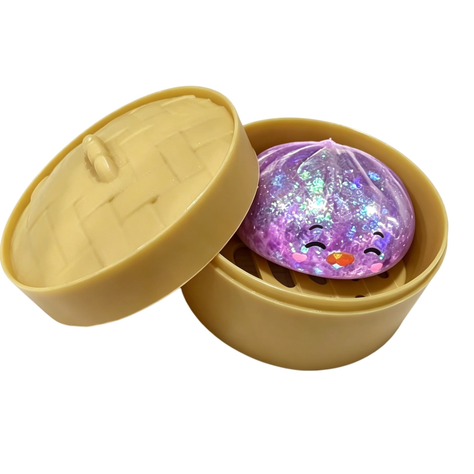 Dumpling Squishies Glitter – Boule Anti-Stress Ravioli Brillant Avec Panier Vapeur, Jouet Sensoriel Kawaii Pour Bureau Et Maison