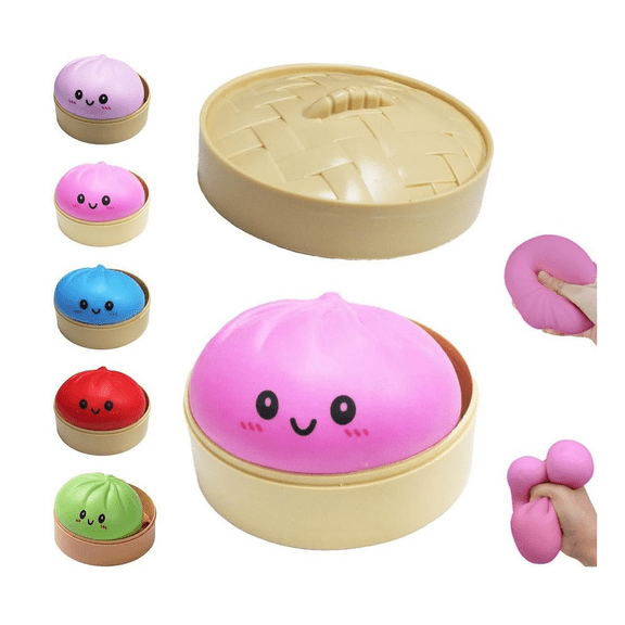 Dumpling Squishy, 4 Inch Dumpling Stress Ball, Soft Squeeze Decompression Dough, Stress Relief Ball (Purple)