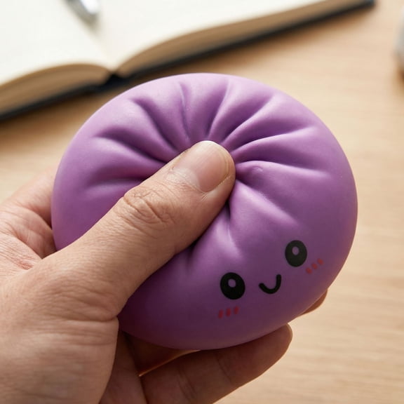 Dumpling Squishy, 4 Inch Jumbo Dumpling Stress Ball, Squishy Bun, Anxiety Relief Fidget, Soft Squeeze Decompression Dough for Adults (Purple_5.9")