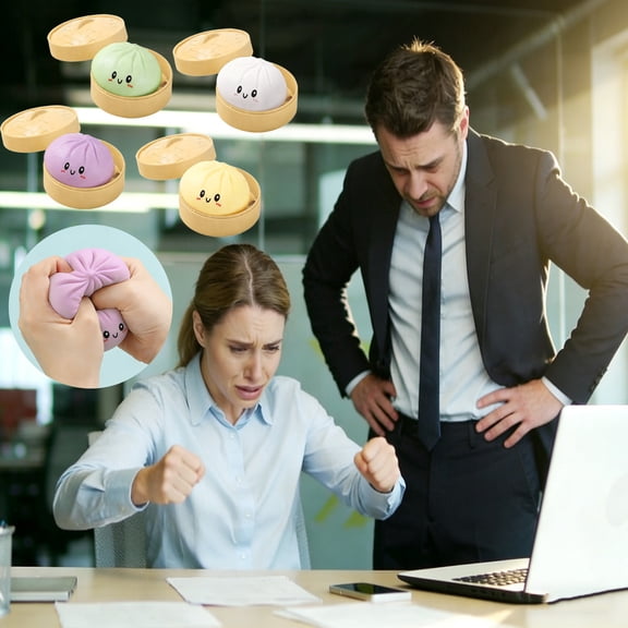 Dumpling Squishy 4 Pack Cute Cartoon Pastel Steamed Bun Ultra Soft Maltose Slow Rebound Squeeze for Food Style Sensory Fidget Relaxation and Daily Adult Fun Anxiety Relief