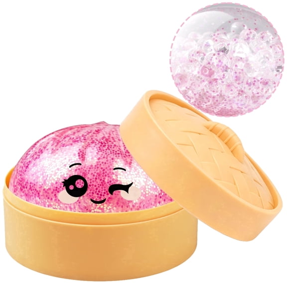 Dumpling Squishy Beads Pink, Squishy Dumpling Toy, Cute Stress Balls Fidget Sensory Toys, Stocking Stuffers with Food Steamer Stretchy Desk Toys
