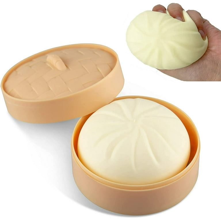 Dumpling Squishy Buns Hand Pinch Fidget Toy Squeeze Ball Anxiety Relief  Adult Squishy Toy Pork Bun in Steamer Squishy Dumpling Fidget Baozi  Imitation