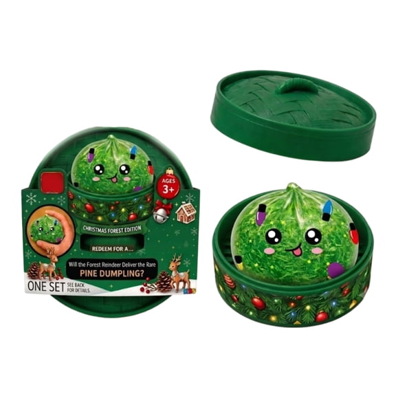 Dumpling Squishy Collectible Toys, Cute Pine Tree Christmas Squishy Mystery Blind Box Surprise, Food Fidget Sensory Squeeze Stress Relief Toys, Fun Holiday Gift