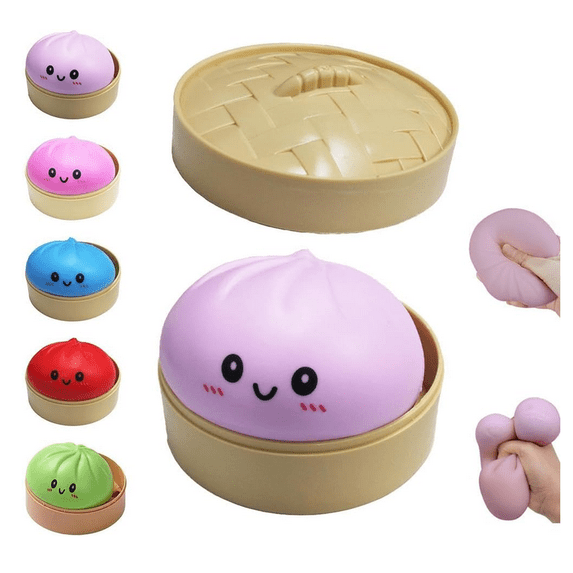 Dumpling Squishy Fidget Stuff | Soft Squeeze Decompression Dough | 3.94 Inch Anxiety Relief Stuff for Adults Office & Daily Life (Light Purple)