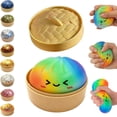 thumbnail image 1 of Dumpling Squishy, Glitter Dumpling Squishy Stress Ball Fidget Toys with Steamer Box, Cute Bao Bun Sensory Squeeze Toys for Anxiety Relief, K*ids & Adults (Rainbow Colors), 1 of 14