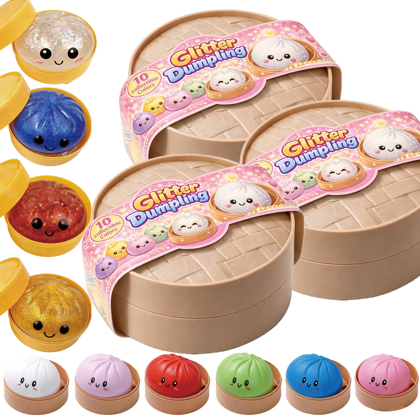 Dumpling Squishy, Glitter Random Colorful Dumplings Squishies with Box