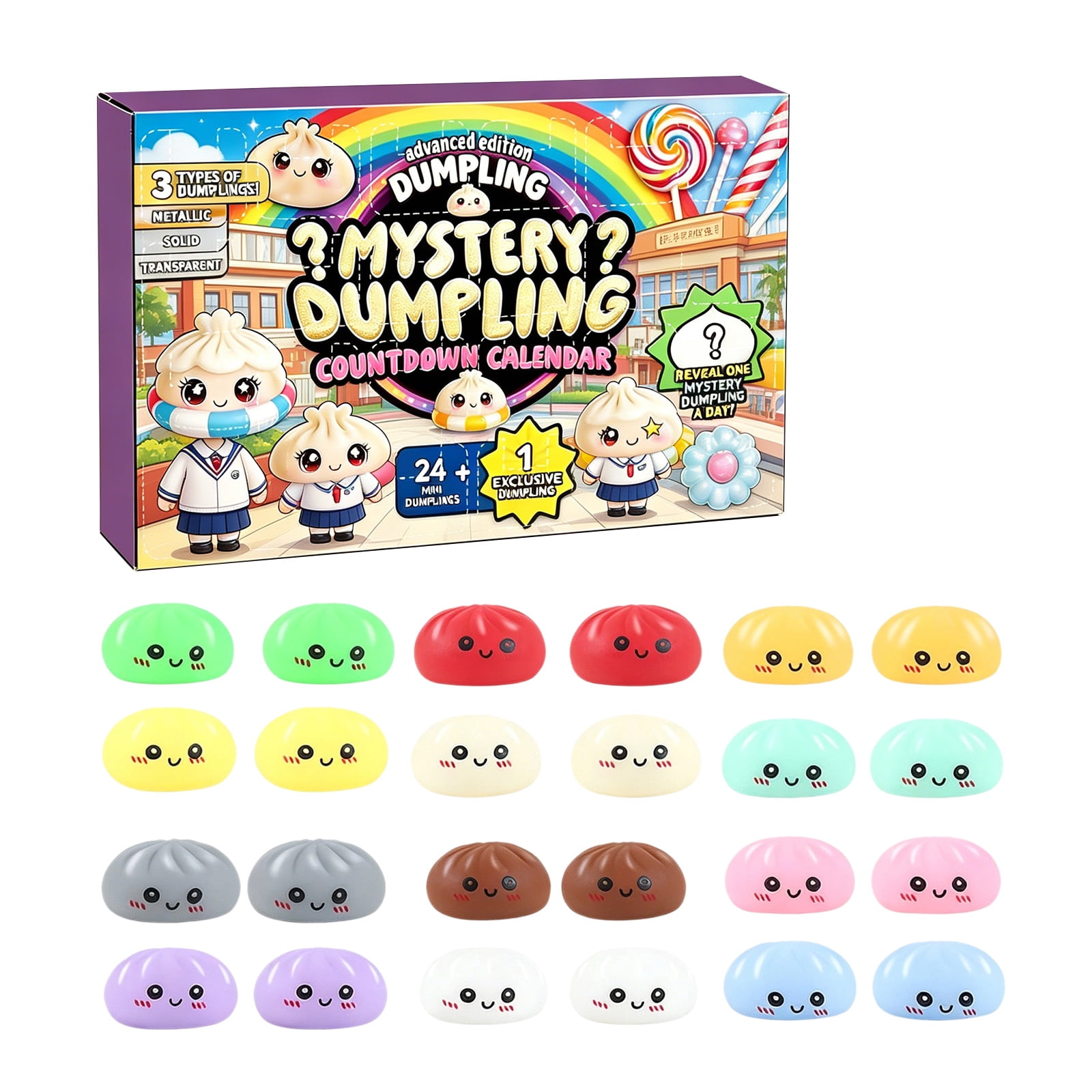 Dumpling Squishy Mystery Box Countdown Calendar, Daily Small