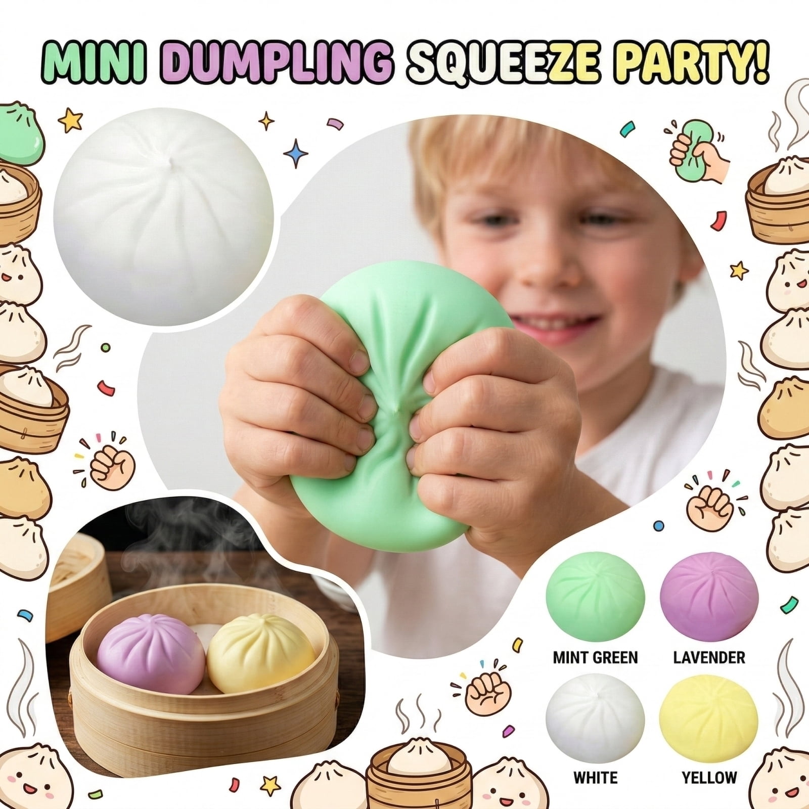 Dumpling Squishy, Mystery Squishy Dumpling Box, Fidget Toys Adults ...