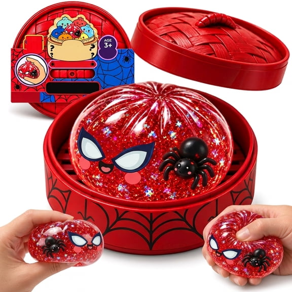 Dumpling Squishy Spider Edition, Cute Stress Relief Squeeze Balls, Sensory Squishies for Birthday Party Favors Gifts