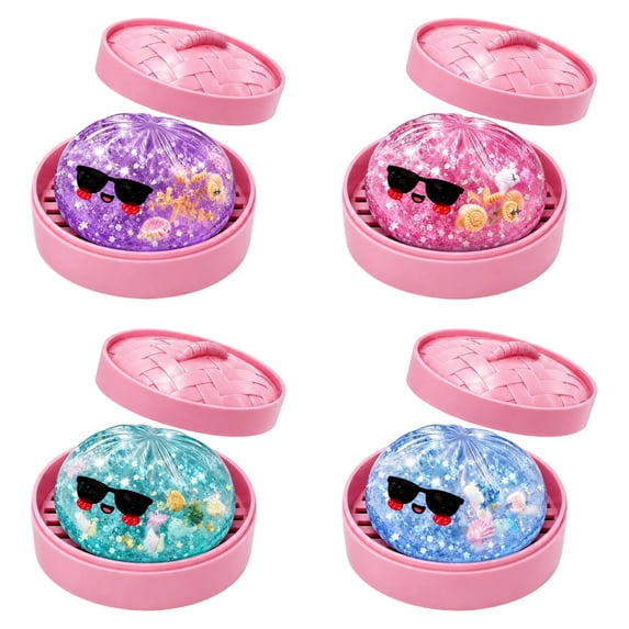 Dumpling Squishy Steamed Bun Slow Rising Toys, Simulation Food Squeeze Fidget Toys with Basket Random Style Adult Desk