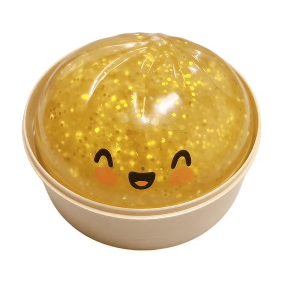 Dumpling Squishy Steamed Bun Slow Rising Toys, Soft Elastic Squeeze Fidget Toys with Basket Round Design Adult Desk