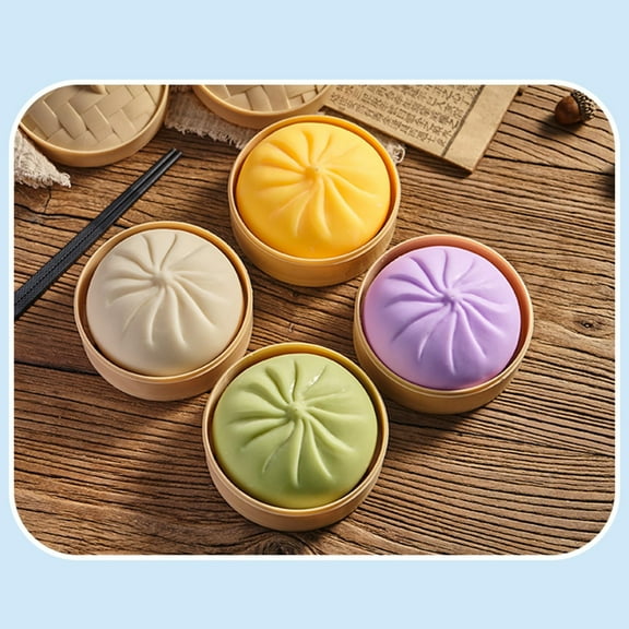 Dumpling Squishy Steamer, Squishy Dumpling Box, Fidget Toys Adults & Teens, Easter Basket Stuffers, Box Bao Bun HTF Sparkling Stress Relief Collectible, Sensory Stress Squeeze Toys (White)