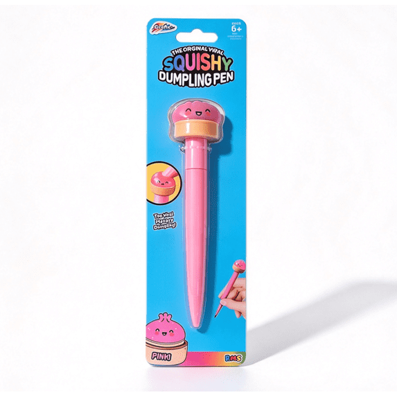 Dumpling Squishy Stress Relief Pen, 2‑in‑1 Fidget Toy Ballpoint Pen, Novelty Back to School Essentials, Funny Squeeze Toy Pen for Student Homework & Desk Decor