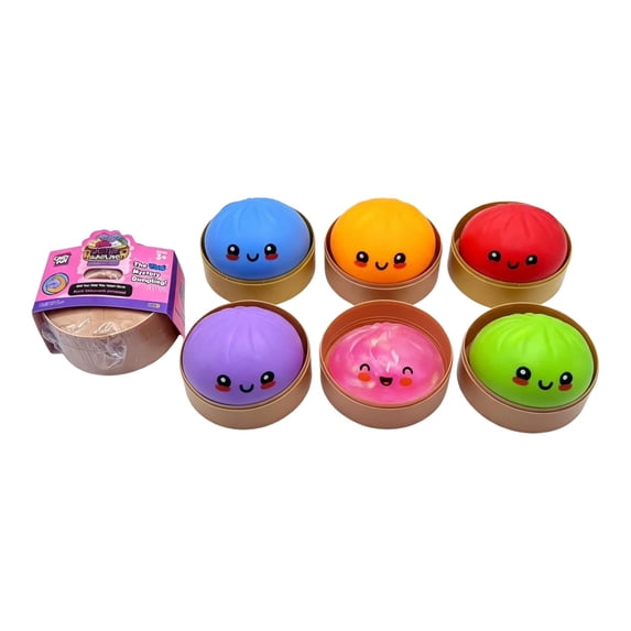 Dumpling Squishy Toy, 3.2 Inch Bun Stress Ball with Steamer Box, Blind Bag Food, Soft Sensory Fidget Toy, Kawaii Stress Relief, for Kids Adults, Anxiety Relief, Desk Decor, Party Favor, Gift