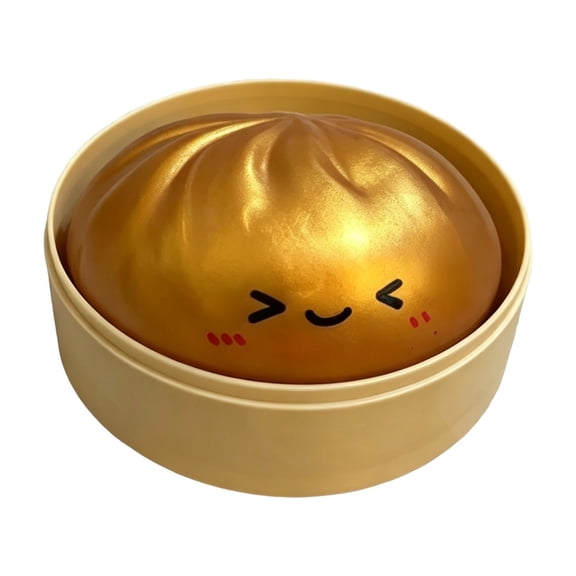 Dumpling Squishy Toy, Soft Tactile Squeeze Sensory Fidget Novelty Play, Christmas Gifts for Tabletop Display and Daily Pocket Fun Gold 3.74 in
