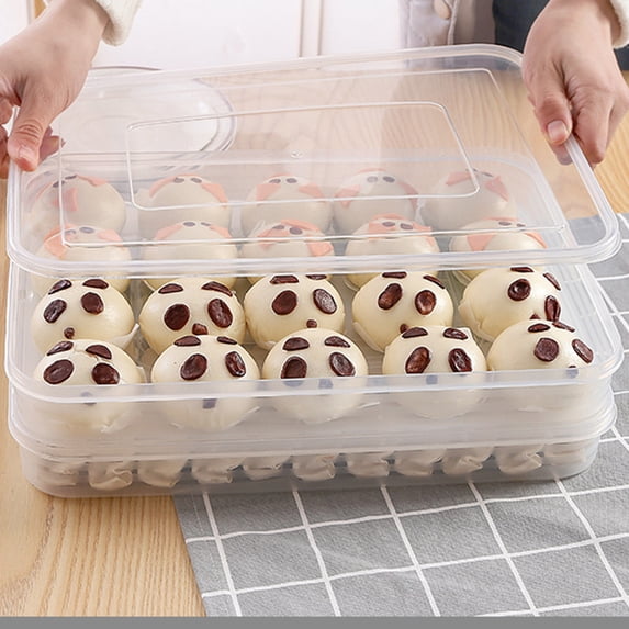 Dumpling Storage Box with Lids, Flat Food Storage Containers,Stackable ...