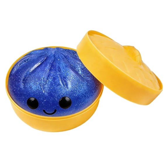 Dumpling Stress Ball Fidget Sensory Ball,Squeeze Dough Ball Stress Relief Hand Ball,Bun with Steamer Stretchy Desk Toys Moldable Stress Ball Blue 4 In
