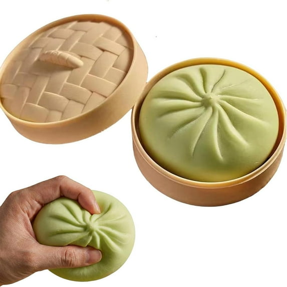 Dumpling Stress Ball Fidget Toys Squeeze Dough Ball Small Soft Cute Bun Anxiety Relief for Adults Squeeze, Green