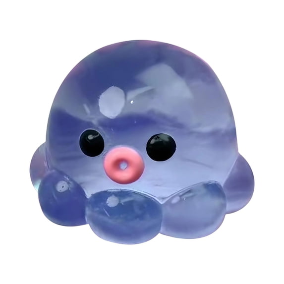 Dumpling Stress Ball Octopus Shape Cute Big Eyes Pink Nose Gel Handheld Anxiety Relief Desk Fidget Doll for Home Office Party