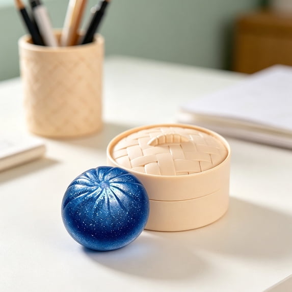 Dumpling Stress Ball Squishy Toy, Cute Steamed Bun Fidget Toy with Steamer Basket, Soft Decompression Sensory Toy for Kids and Adults, Anxiety Stress Relief Desk Toy