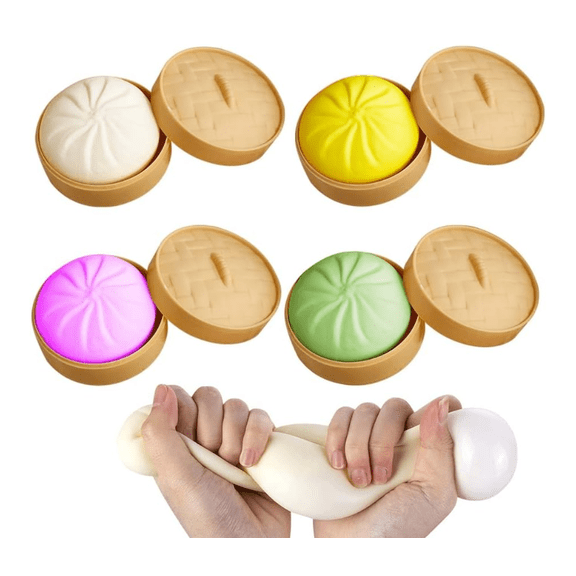 Dumpling Stress Ball, Steamed Stuffed Bun, Stress Relief Squeezing Bun Toys for Halloween Project(Yellow)