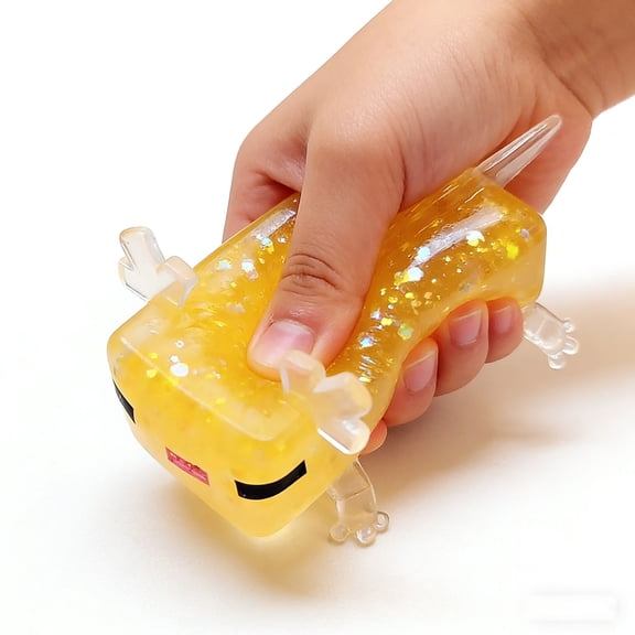 Dumpling Stress Doll Glitter Dinosaur Shape Jelly Transparent Material Cute Facial Expression Handheld Squeeze Desk Stress Relief Fidget