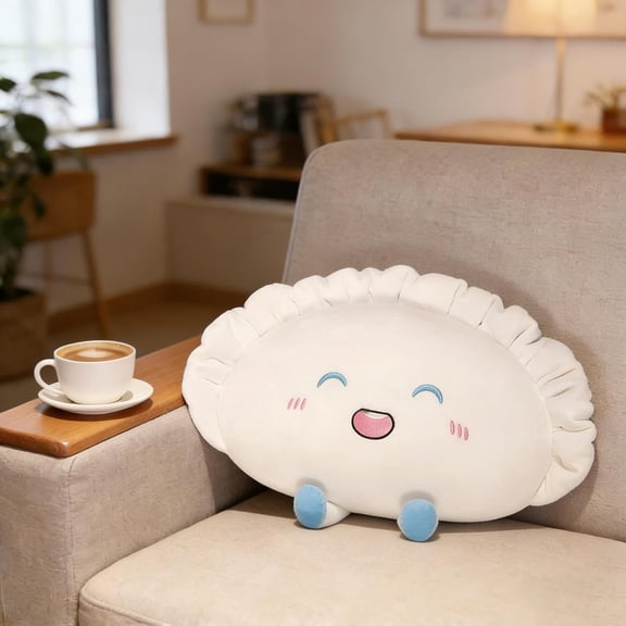 Dumpling Throw Pillow, Cute Soft Plush Dumpling Pillow for Kids Room Couch Bedroom Living Room (White B, Medium)