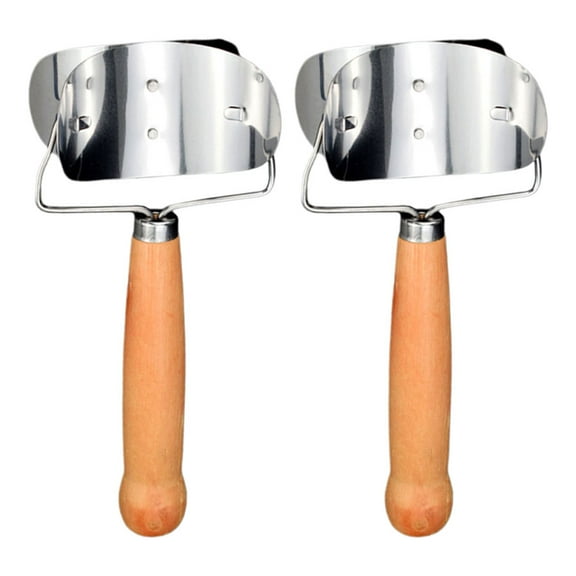 CRILSTYLEO 2Pcs Dumpling Wrapper Cutter with Wood Handle Stainless Steel Dumpling Skin Mold Kitchen Gadget