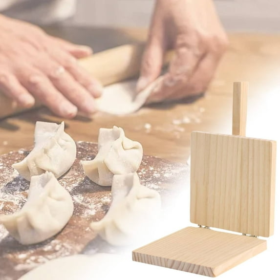 Dumpling Wrapper Pressing Tool Original Wood Color Square, Wooden Dumpling Dough Presser for Tortillas Home Restaurant Kitchen (A Magical Tool for Pressing Dumpling Skins)
