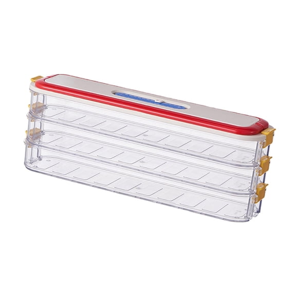 Dumplings Organizer Donuts Storage Box Stackable 3 Layer with Buckle Lid for Home Refrigerator Use