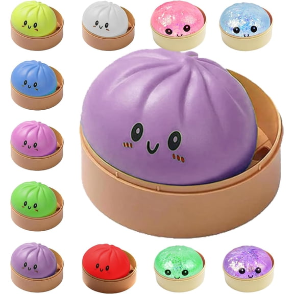 Dumplings Squishy Mystery Mini Dumplings Squishy Stress Balls Fidget Sensory Toys Soft Squeeze Decompression Dough  (Purple)