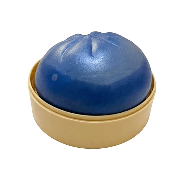 Dumplings Stress Balls, Giant Glitter Dumpling Squishies, Soft Squeeze Decompression Dough with Food Steamer, 3.7 inch Giant Blue