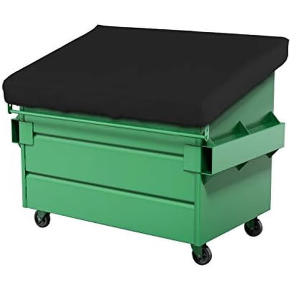 Dumpster Cover 12 Oz Waterproof - 100% Weather Resistant Garbage Can Top Cover with 4 Corner Elastic - Customize Patio Cover/Dumpster Tarp with Logo & Image (48" W x 36" D x 6" H, Black)