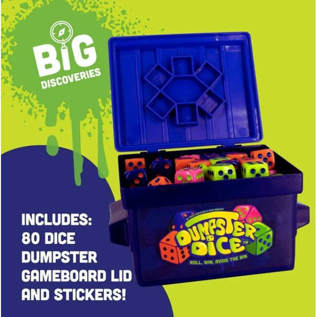 Dumpster Dice 2.0 Game - Fast Family Dice Game For 2-6 Players, With 80 Dice & Stickers, Fun For Game Nights