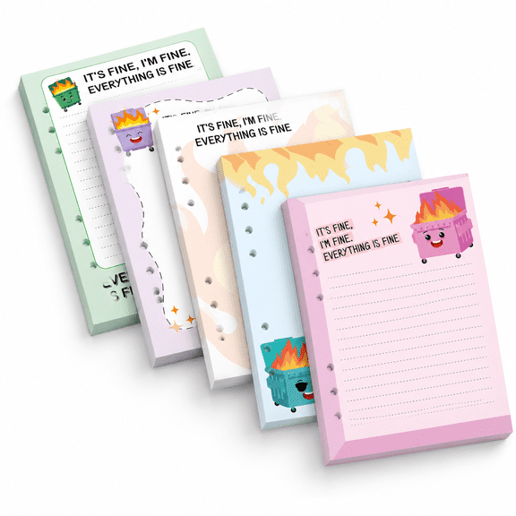 Dumpster Fire 100-Sheet 120gsm A5 6-Hole Lined and Blank Filler Paper