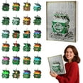thumbnail image 1 of Dumpster Fire Advent Calendar 2025-24 PCS Funny Dumpster Fire Christmas Ornaments Decor, Green Trash Bin Design with Flames, Acrylic 2D Flat Ornament For Home Decor (Black), 1 of 10